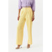 Pleated High Waist Palazzo Yellow Women's Trousers