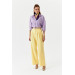 Pleated High Waist Palazzo Yellow Women's Trousers