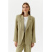 One Button Blazer Light Khaki Women's Jacket