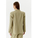 One Button Blazer Light Khaki Women's Jacket