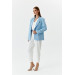 Single Button Blazer Baby Blue Women's Jacket