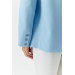 Single Button Blazer Baby Blue Women's Jacket