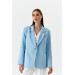 Single Button Blazer Baby Blue Women's Jacket