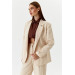 Single Button Blazer Beige Women's Jacket