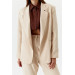 Single Button Blazer Beige Women's Jacket