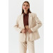 Single Button Blazer Beige Women's Jacket