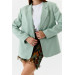 Single Button Blazer Mint Green Women's Jacket