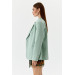 Single Button Blazer Mint Green Women's Jacket