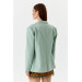 Single Button Blazer Mint Green Women's Jacket