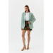 Single Button Blazer Mint Green Women's Jacket