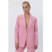 Single Button Blazer Powder Pink Women's Jacket