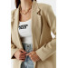 Single Button Blazer Mink Women's Jacket