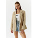 Single Button Blazer Mink Women's Jacket