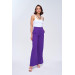 Slit Detailed Wide Leg Purple Women's Trousers