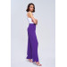 Slit Detailed Wide Leg Purple Women's Trousers