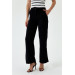 Slit Detailed Wide Leg Black Women's Trousers