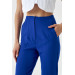 High Waist Flato Sax Blue Women's Trousers