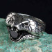 3D Snake Pattern Black Stone Sterling Silver Men's Ring