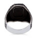 925 Sterling Silver Square Black Onyx Stone Men's Ring