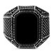 925 Sterling Silver Square Black Onyx Stone Men's Ring