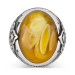 Men's 925 Silver Ring Decorated With A Yellow Stone