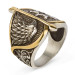 Alparslan Great Seljuk Falcon Pattern Starry Silver Men's Ring