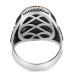 Crescent Star Black Onyx Stone Embroidered Silver Ring For Men