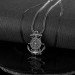 Ship's Helm Themed 925 Sterling Silver Men's Necklace Engraved On Anchor