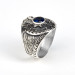 Double Headed Eagle Motif Crescent And Star Detailed Blue Stone Sterling Silver Men's Ring