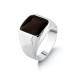 Square Design Black Onyx Simple Sterling Silver Men's Ring