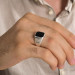 Square Design Black Onyx Simple Sterling Silver Men's Ring