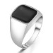 Square Design Black Onyx Simple Sterling Silver Men's Ring