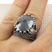 Knot Model Facet Cut Black Zircon Stone Sterling Silver Men's Ring