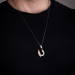 Men's 925 Sterling Silver Hook Necklace Matte Detailed Chain Model2