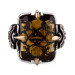 Shield Design Amber Stone Facet Cut Sterling Silver Men's Ring