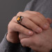 Shield Design Amber Stone Facet Cut Sterling Silver Men's Ring