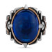 Shield Design Oval Blue Zircon Stone Sterling Silver Men's Ring