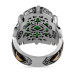 Shield Design Oval Green Zircon Stone Facet Cut Sterling Silver Men's Ring