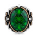 Shield Design Oval Green Zircon Stone Facet Cut Sterling Silver Men's Ring