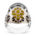 Heart Patterned Yellow Stone Sterling Silver Men's Ring