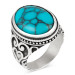 Heart Motif Turquoise Turquoise Stone Sterling Silver Men's Ring