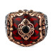 Tile Model Zircon Red Stone Sterling Silver Men's Ring