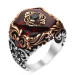 Tile Model Zircon Red Stone Sterling Silver Men's Ring