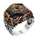 Tile Model Zircon Green Stone Silver Men's Ring