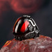 Eagle Figured Red Zircon Stone Sterling Silver Men's Ring