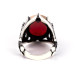 Sword Detail Blood Red Zircon Stone Sterling Silver Ring