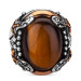 Sword Model Hood Cut Tiger Eye Stone Sterling Silver Men's Ring