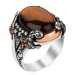 Sword Model Hood Cut Tiger Eye Stone Sterling Silver Men's Ring