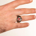 Men's Ring In The Shape Of A Star And Moon Inlaid With Red Zircon Stone