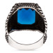 Blue Zircon Stone Silver Men's Ring